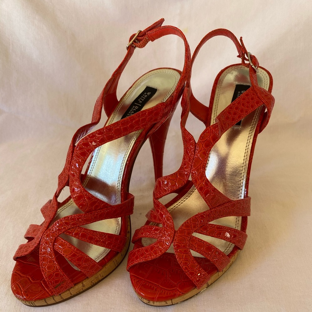 WHBM Mandarin Orange Strappy Heels